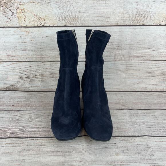 Aquatalia Drusilla Womens Sz 11 Ankle Boots Booties Navy Blue Suede Zip - Picture 3 of 10